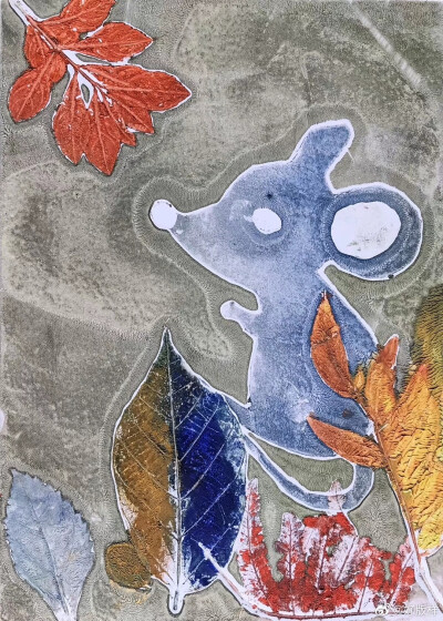 老鼠 拼贴版画