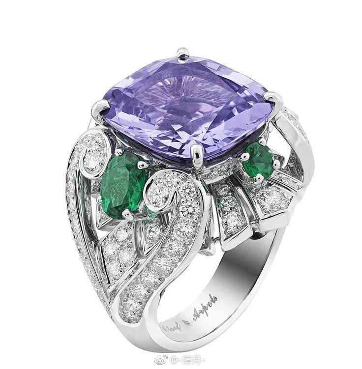 梵克雅宝 紫水晶 祖母绿 戒指