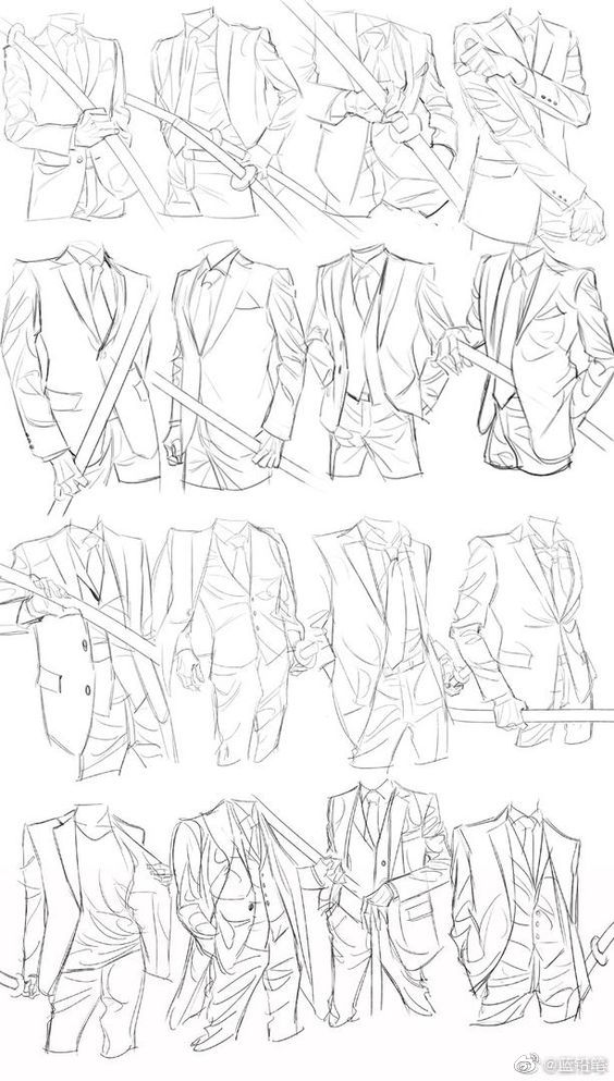 西装线稿素材衬衫参考图