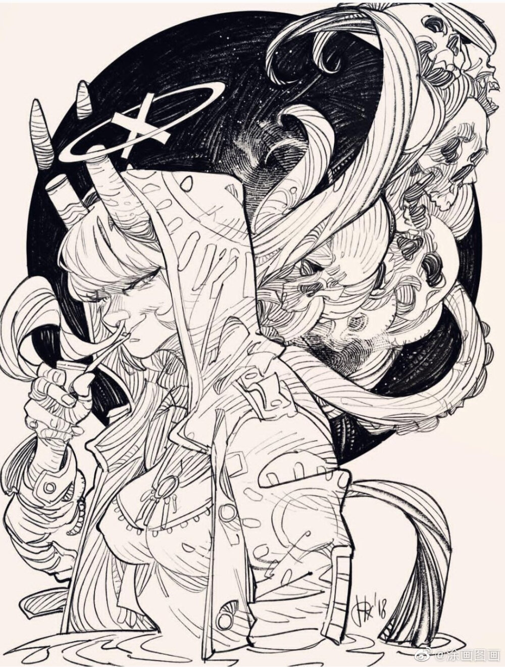 pixkefir插画线稿