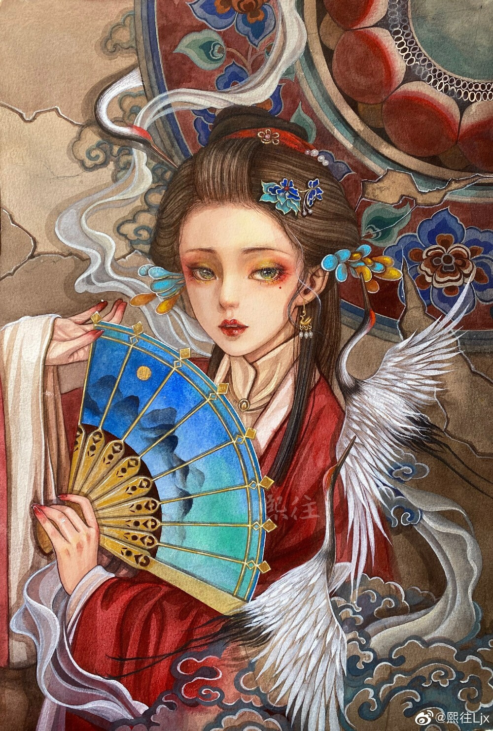 古风水彩插画人物作者熙往ljx