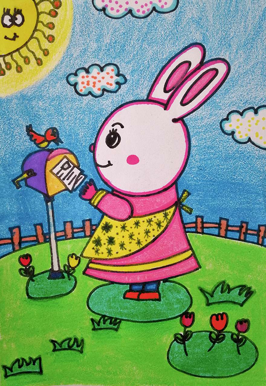 小白兔绘画步骤图