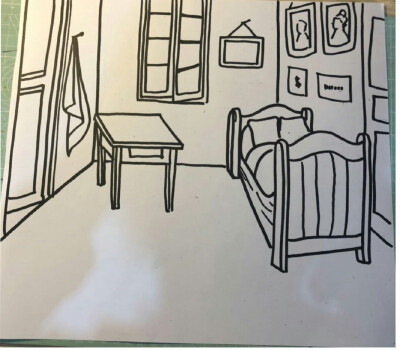 梵高的房间简笔画图片