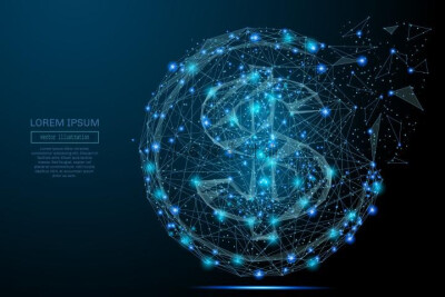 互联网科技网络连接点线粒子构成抽象图案背景ai矢量素材ai521
