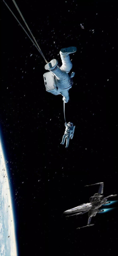 宇航员侧边吊星球壁纸图片