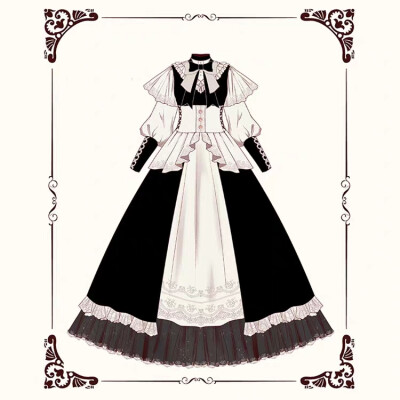 二次元lolita小裙子手绘服装设计