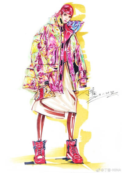 手绘服装设计插画师丁香作品