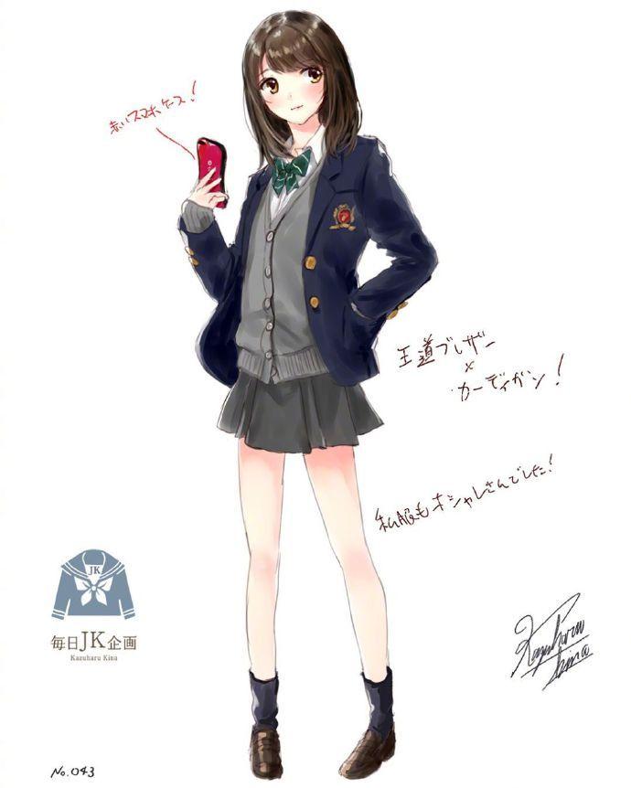 来自微博 画师来自推特 p站 jk 少女 制服 立绘