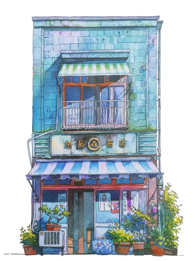 东京街头水彩