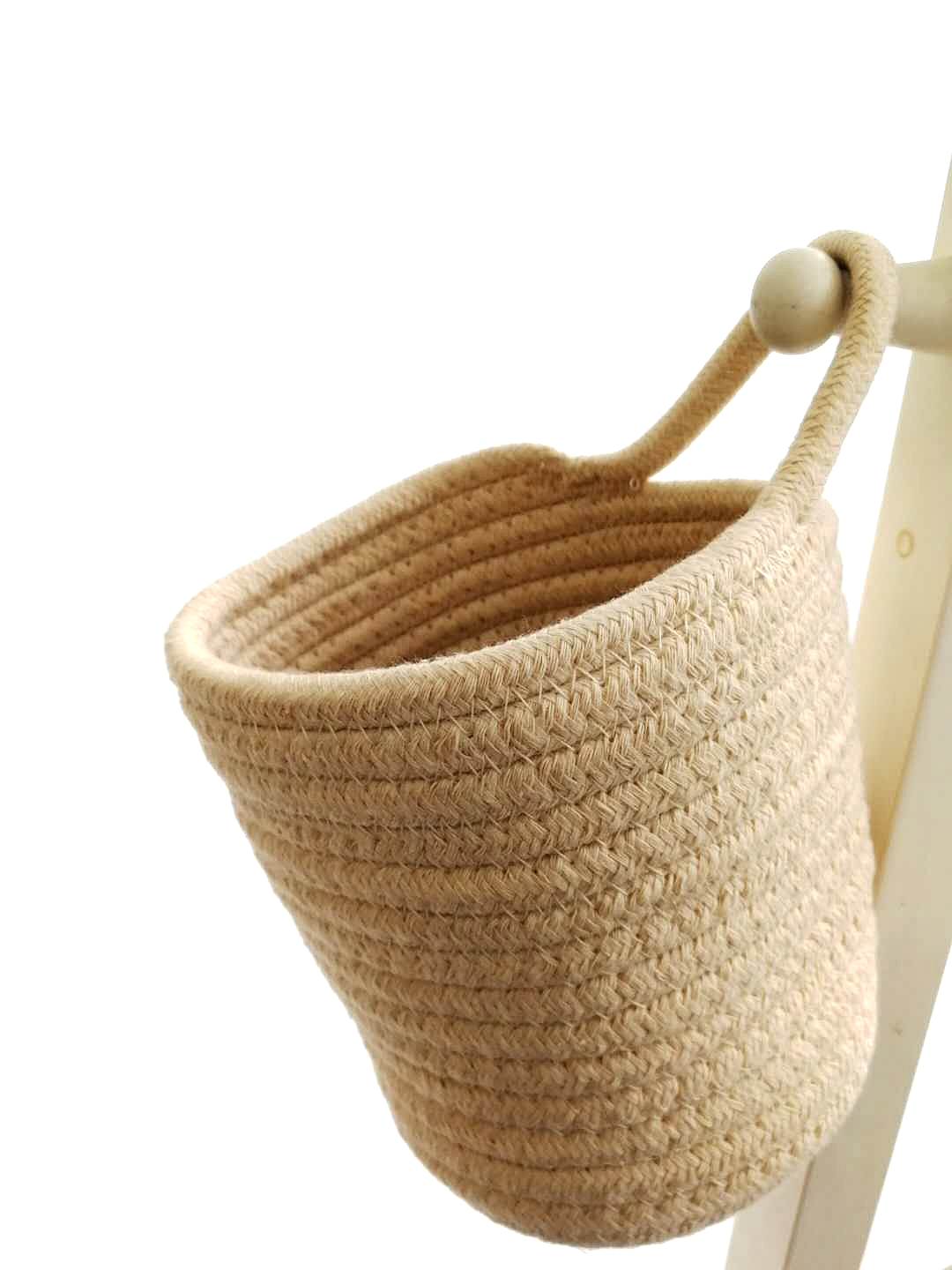 壹品生北欧棉线编织筐挂篮收纳桶迷你提手化妆品筒收纳盒桌面可挂