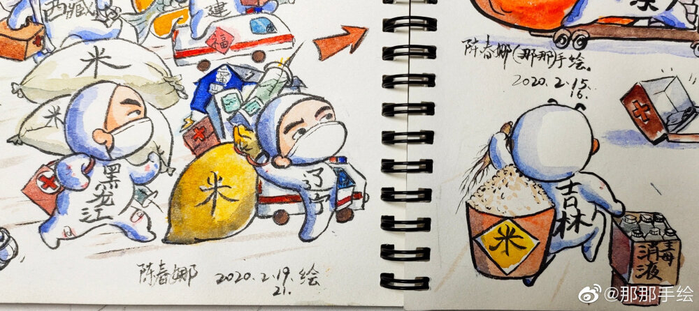 全国驰援湖北抗疫一线致敬小漫画