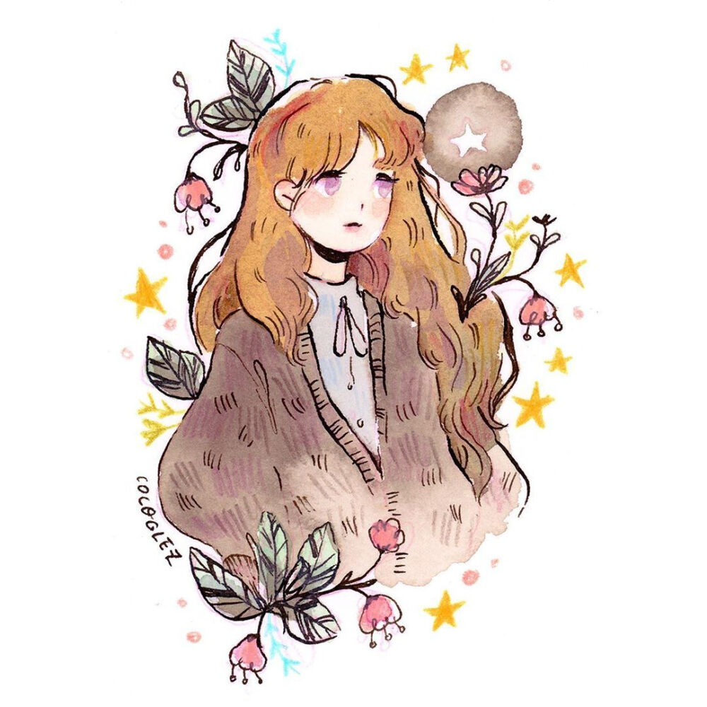 画师:coco__glez 插画师的奇思妙想与少女相碰撞,展现独特的风格.