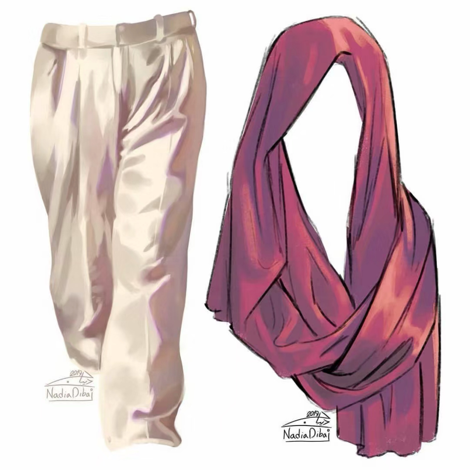 绘画参考# 布褶绘制参考