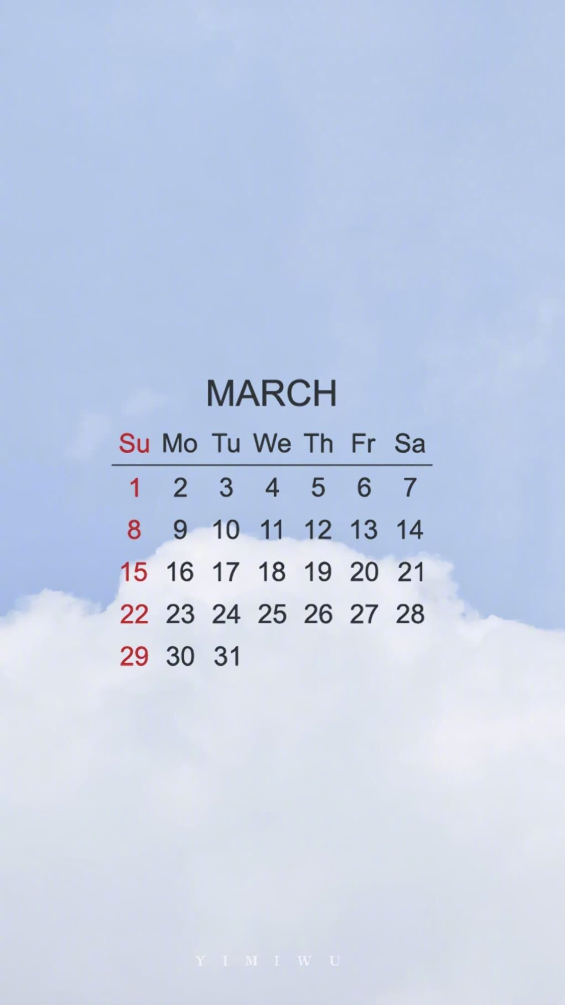 三月份日历 