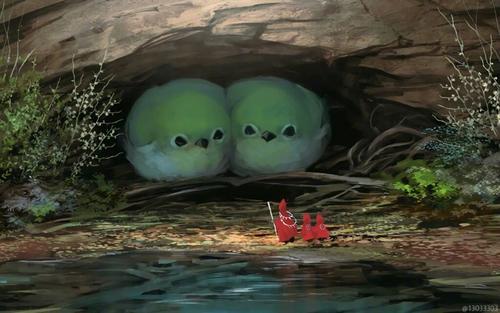 治愈壁纸 意境 可爱的巨大动物 日本插画师:もの久保