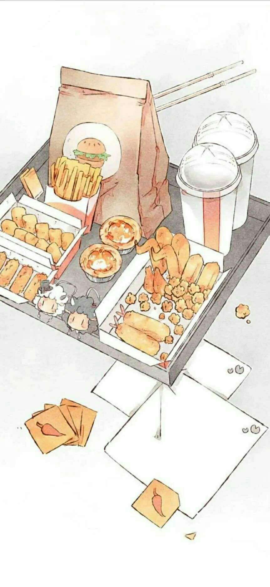 动漫壁纸╱ins壁纸╱少女心╱可爱╱治愈╱小清新╱插画饮品零食系列