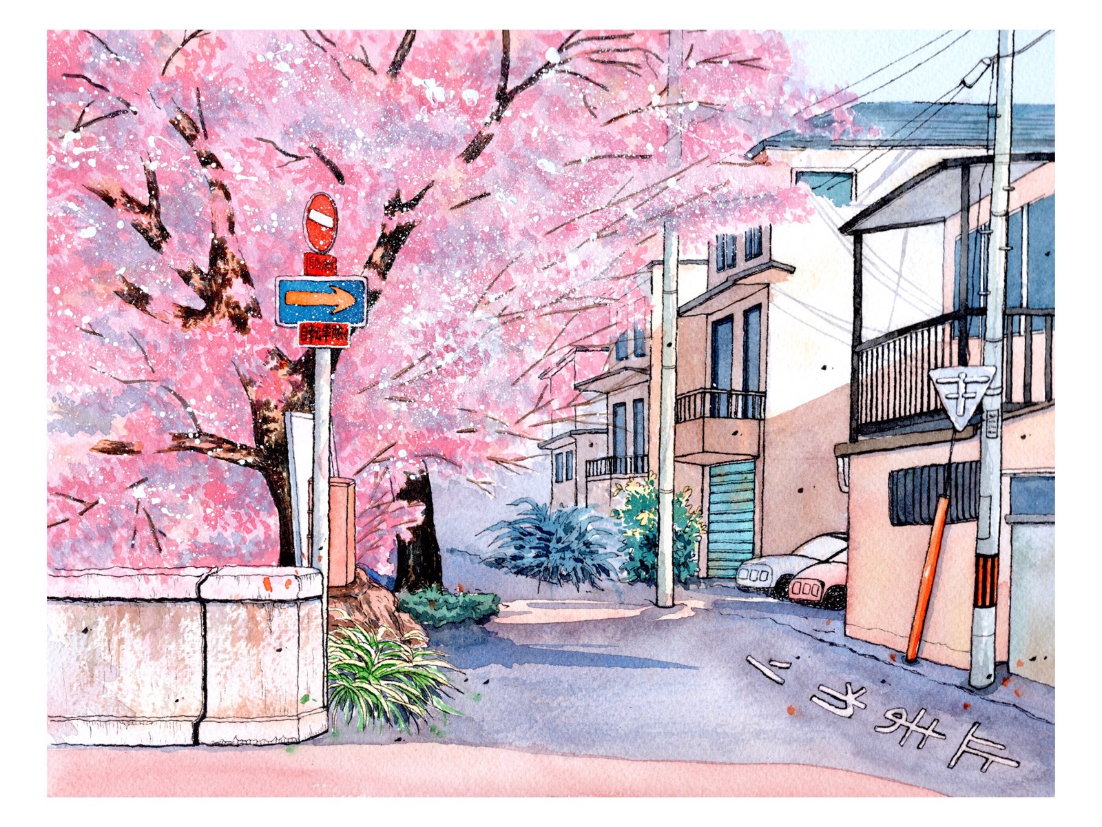 记录街景,小房子,小场景,把现实装进画里,把画面留在笔端,是我对生活