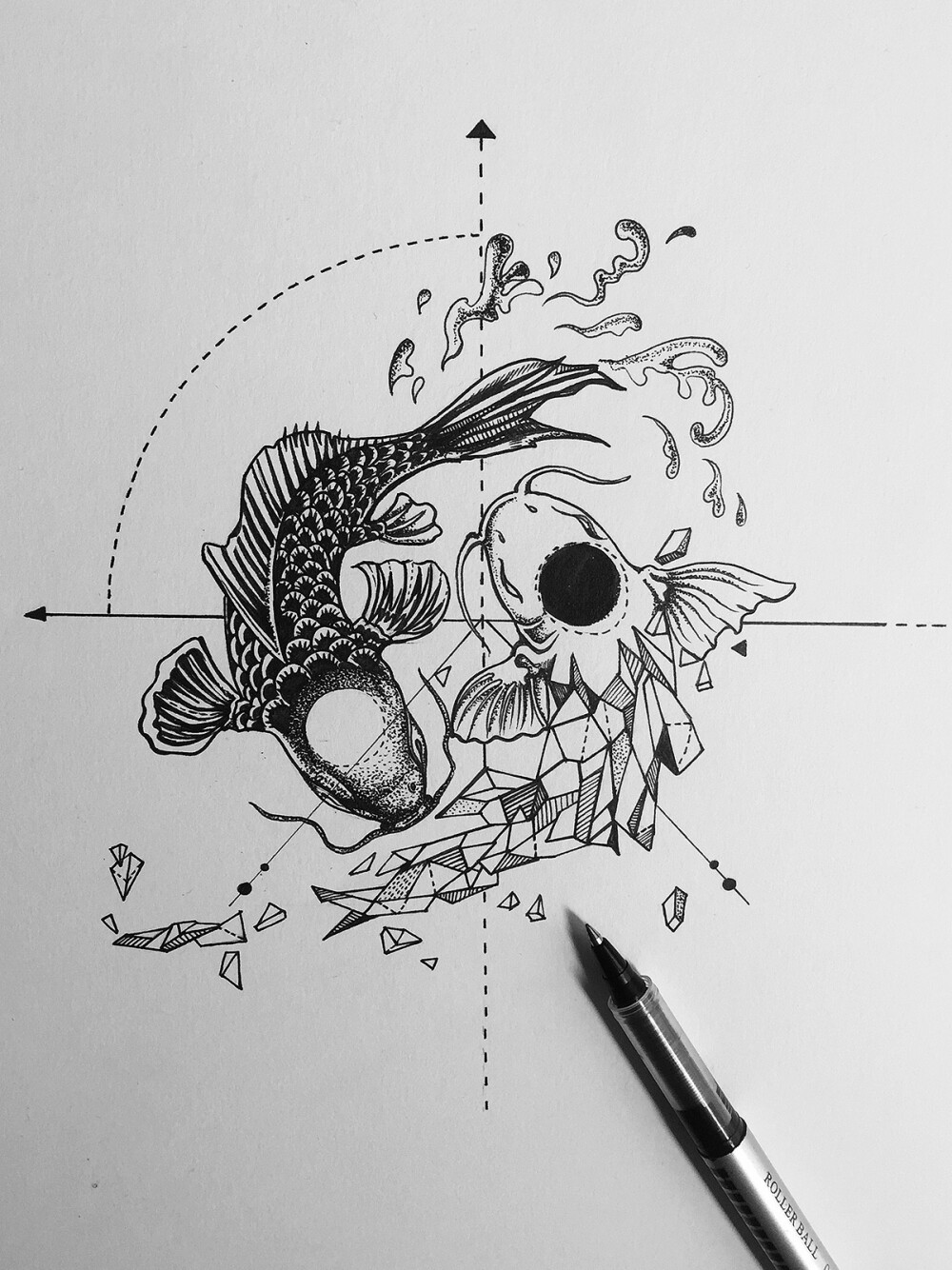 双鱼(瑰夏豆)来自插画师崔萌萌设计绘制的同款风格咖啡品牌插画包装