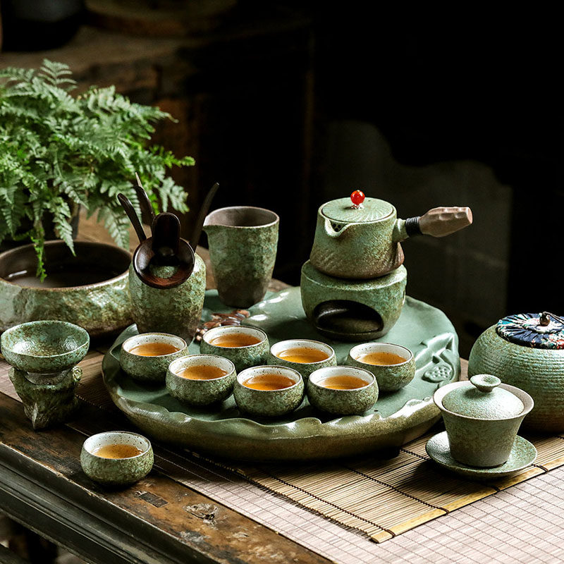 陶瓷圆形茶盘家用功夫茶托干泡盘创意储水可排水式莲花小型号茶台