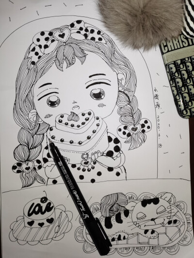线描芭蕾舞女孩