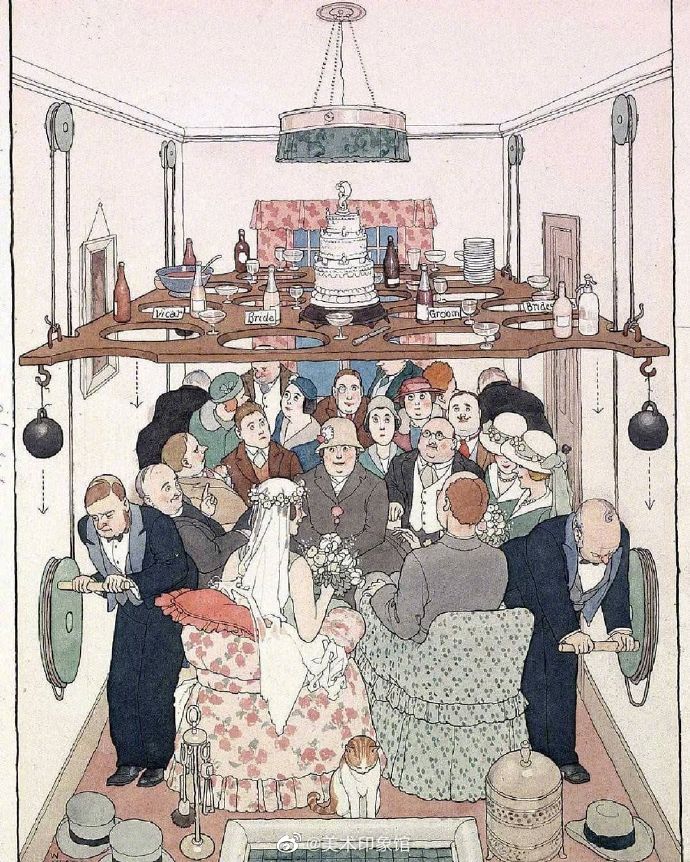 复古插画 英国艺术家 heath robinson 插画作品