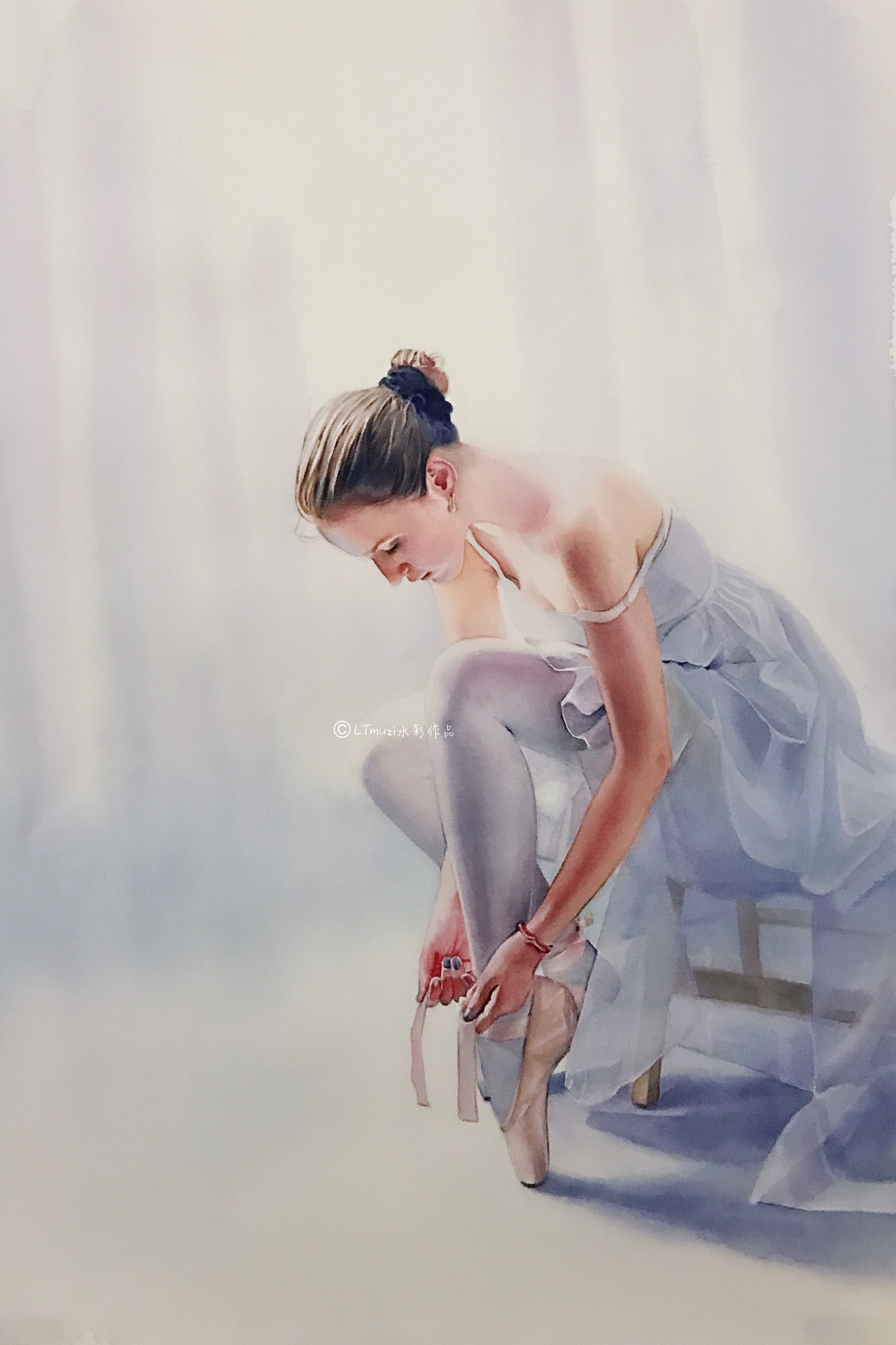 芭蕾舞女孩水粉画图片