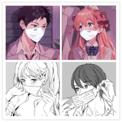 情侣戴口罩头像