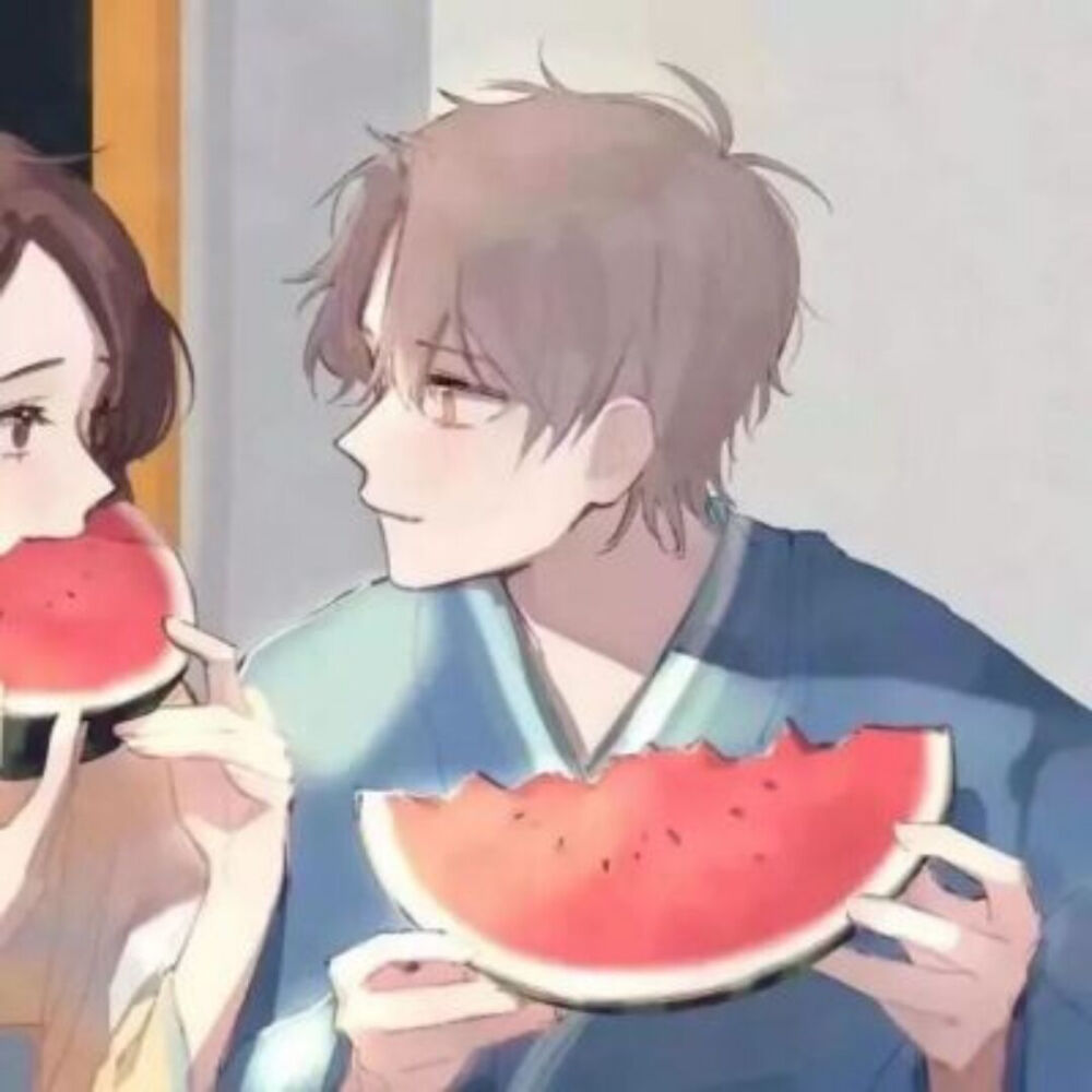 情侣吃瓜图