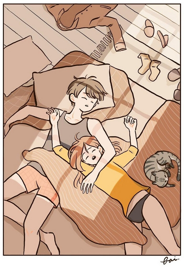 simple, but happy ~ 台湾插画师bai笔下的小情侣日常插画