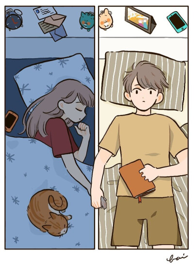 i do when i miss you so much ~ 台湾插画师bai笔下的小情侣日常插画