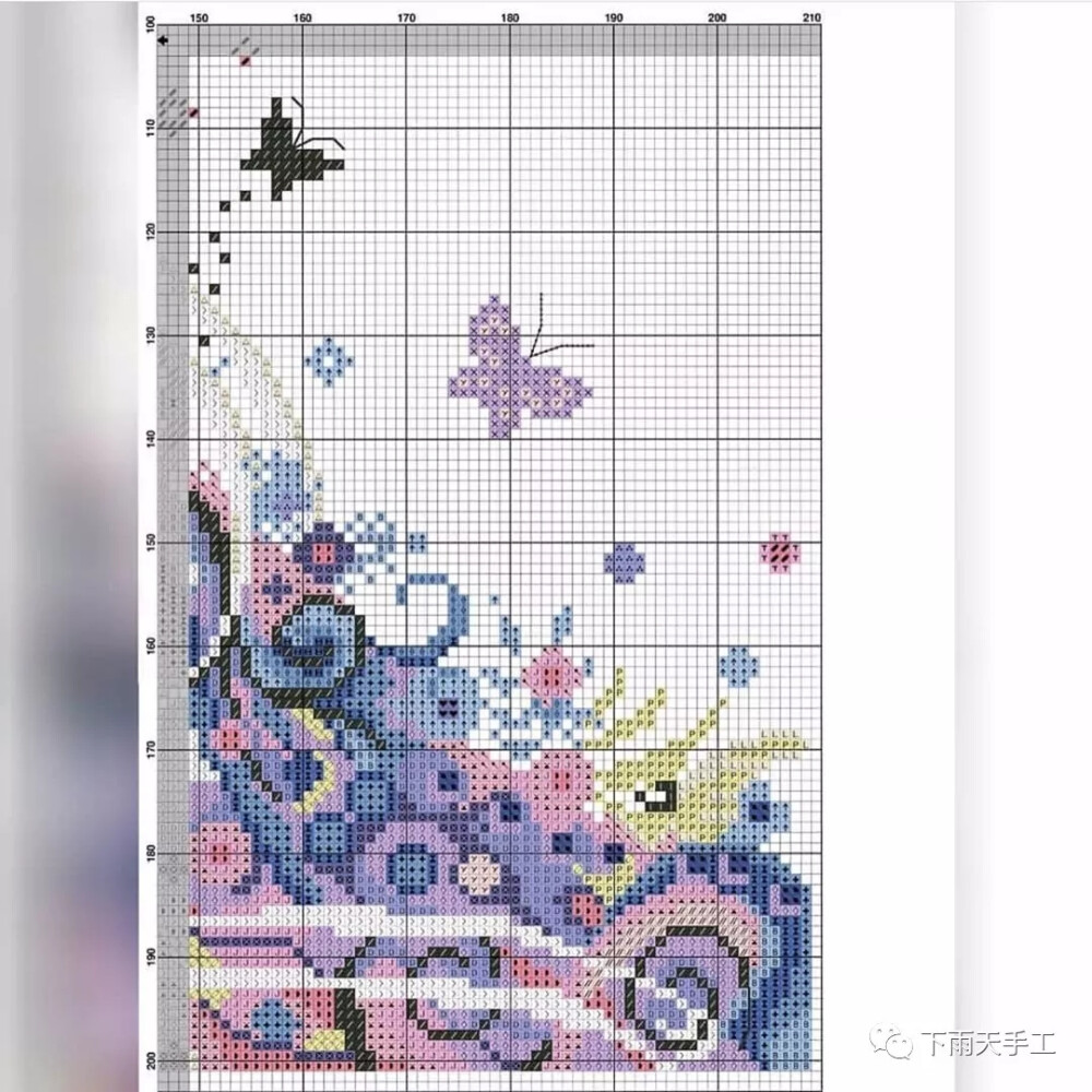 十字绣图纸浪漫紫色美女图