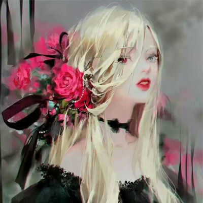 女生头像-金发,玫瑰