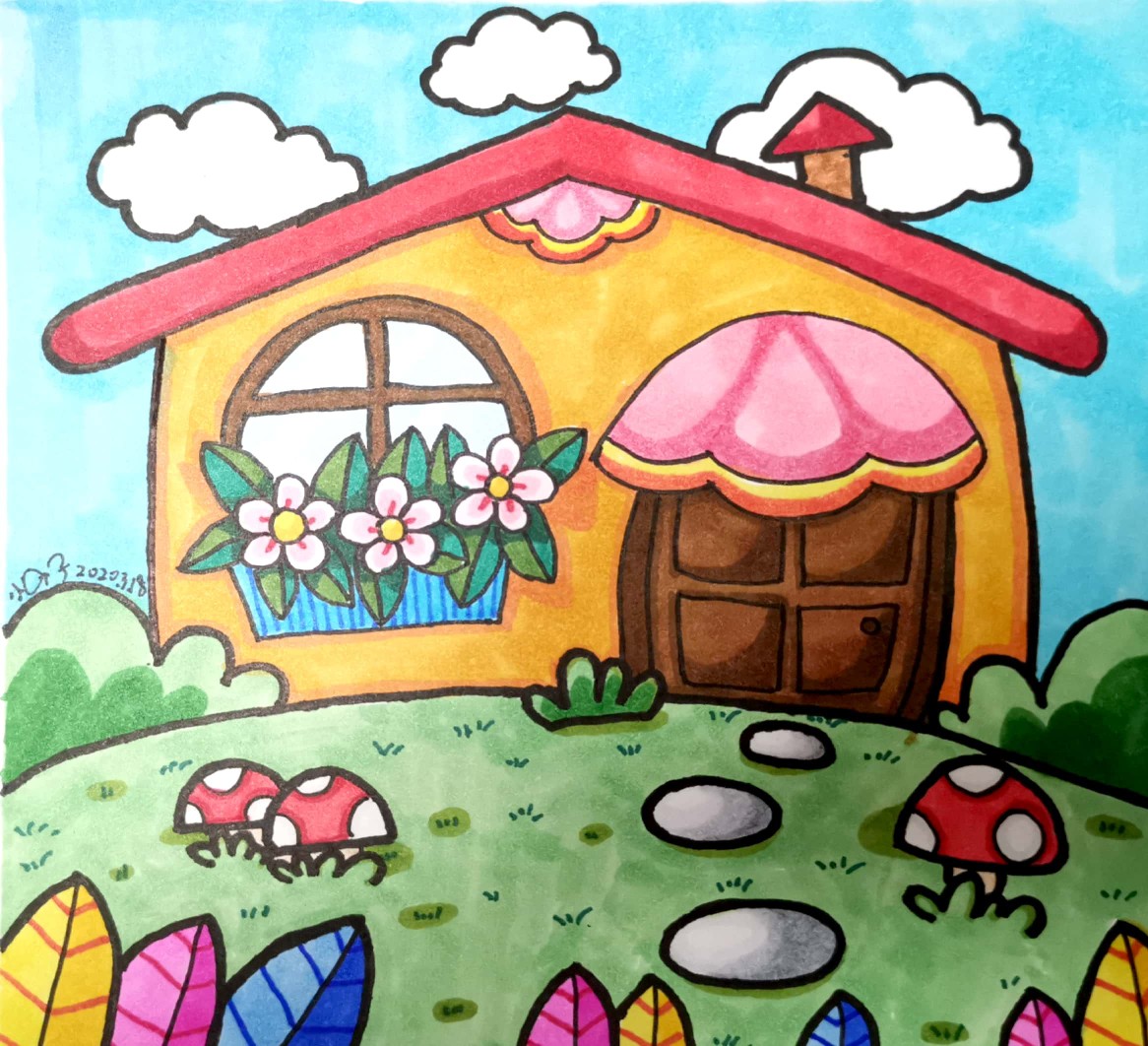 房子儿童画周围图片