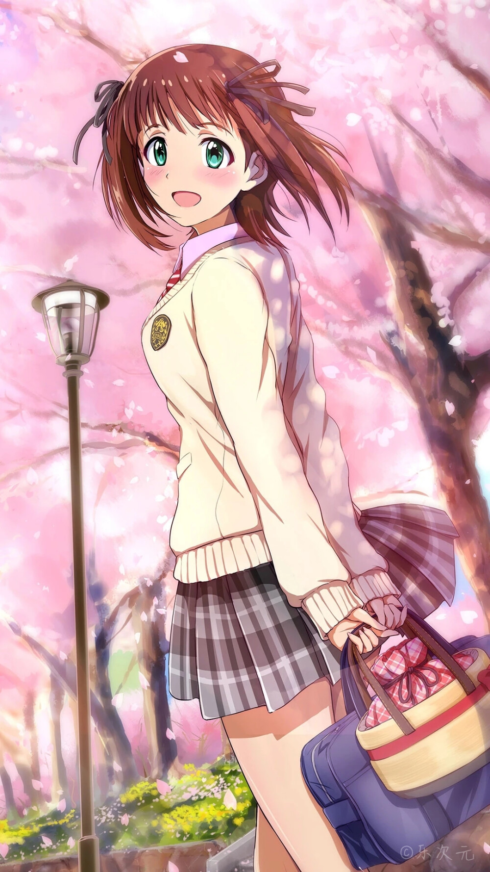 樱花树下的二次元少女图片