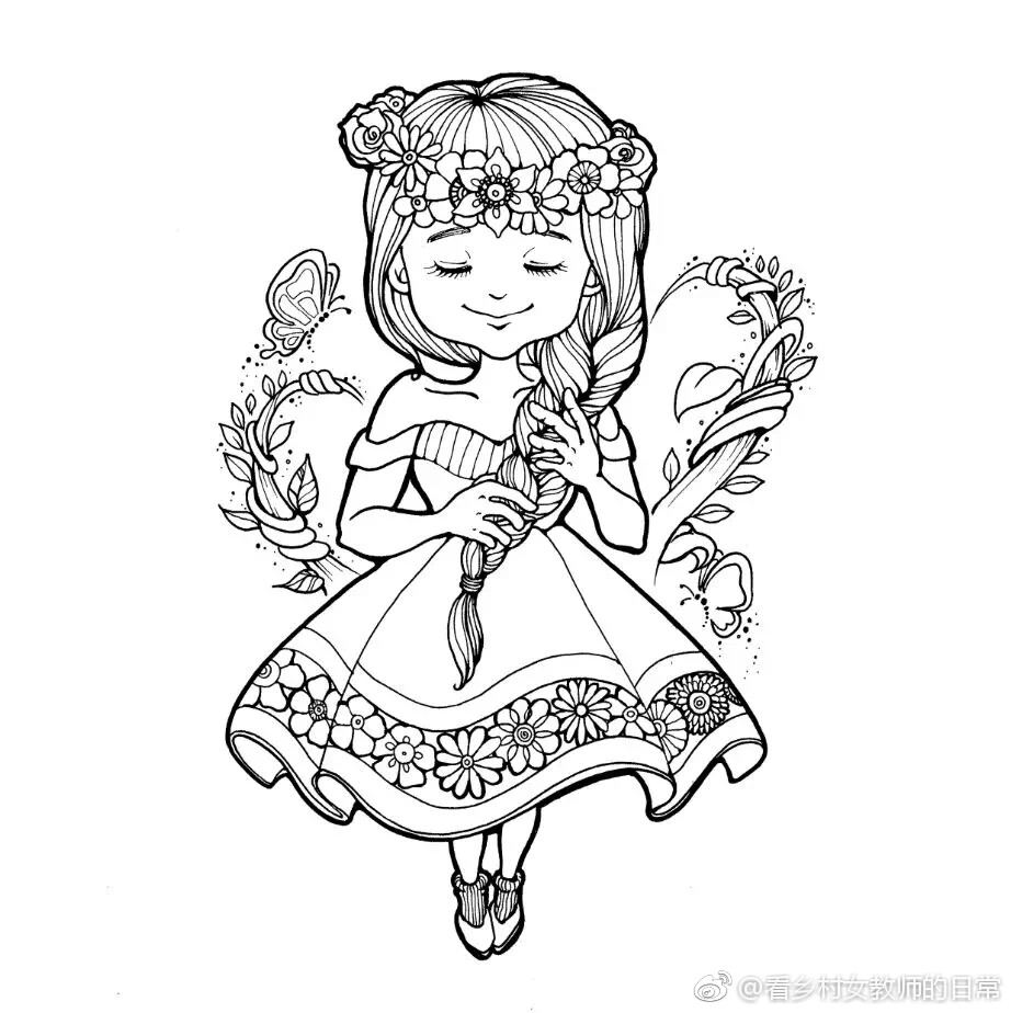 线描女孩简单优雅图片