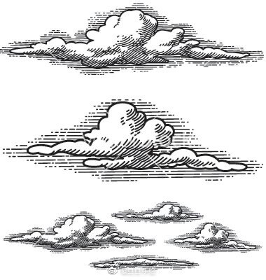 线描画白云图片