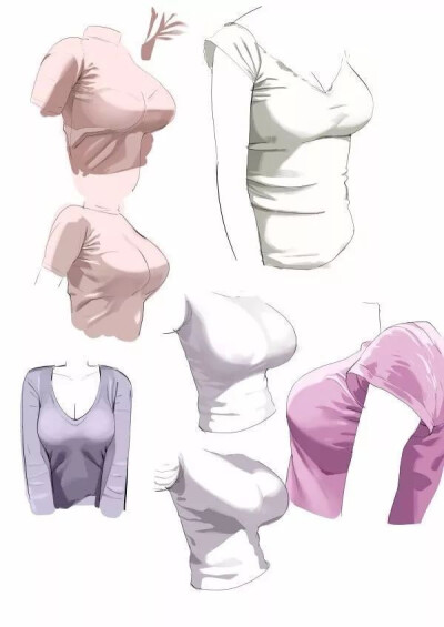 教程练习,帮助你更好的了解衣服褶皱的走向,可以画出更立体真实的服饰
