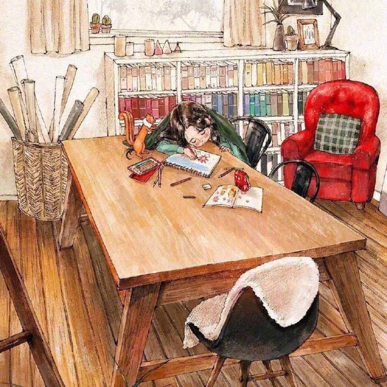 韩国插画师aeppol《森林女孩日记》