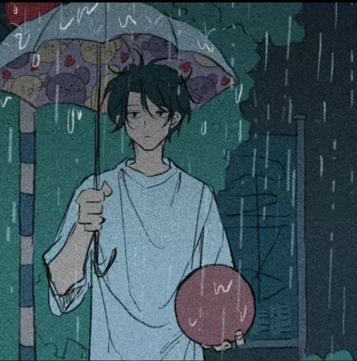 雨中撑伞头像男图片