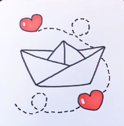 纸船简笔画画法图片