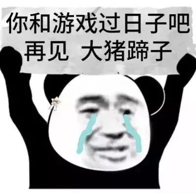 你和游戏过日子吧~再见~大猪蹄子 熊猫头流泪表情包