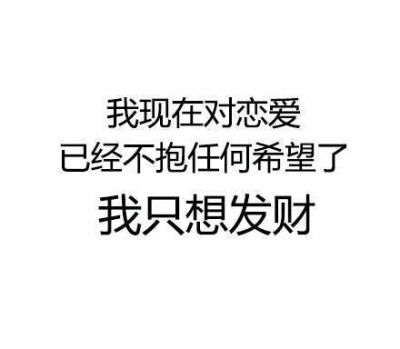 我现在对恋爱已经不抱任何希望了,我只想发财(纯文字表情)