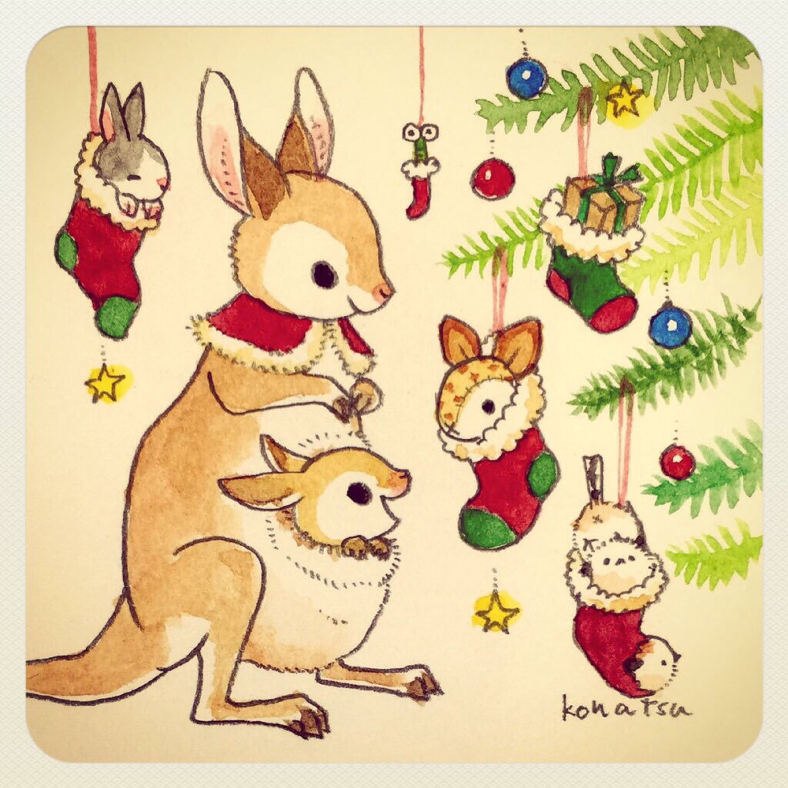 分享ins konatsu-tunacan超萌插画[兔子][爱你]