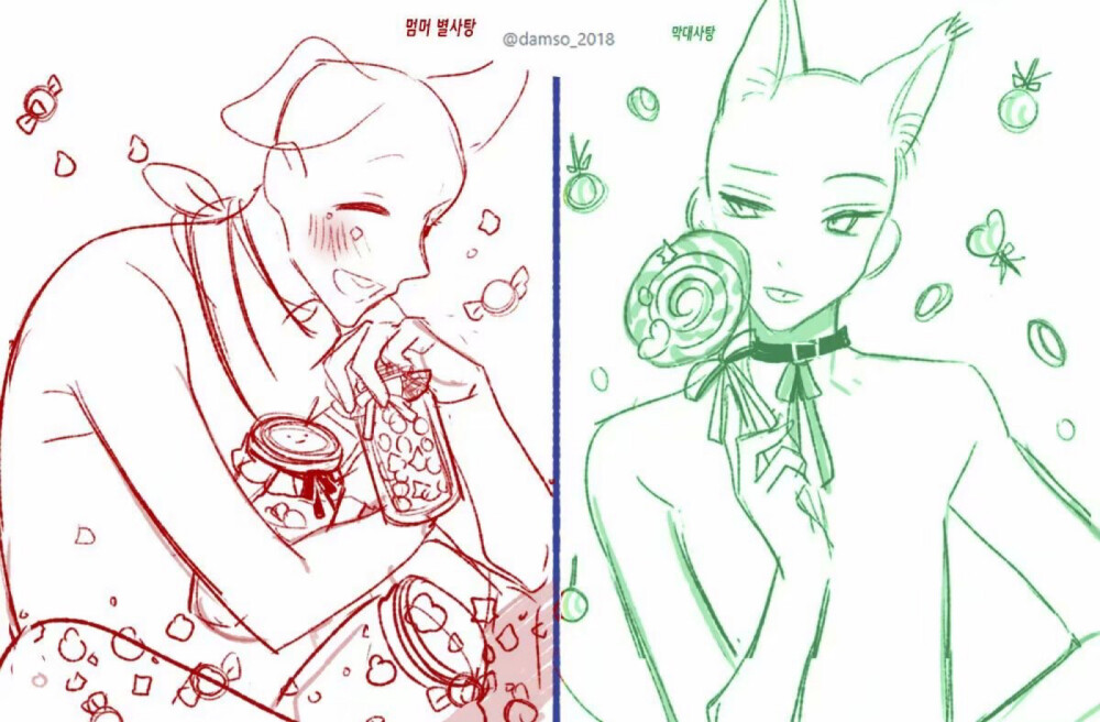 情侣间亲密互动的绘画素材