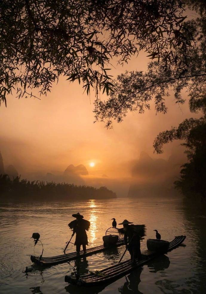 图/最美古风古诗词【夕阳山外山,春水渡傍渡#诗词#情感