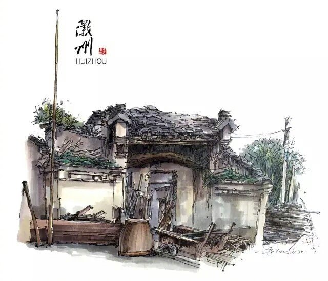 徽州古城手绘写生|史志方