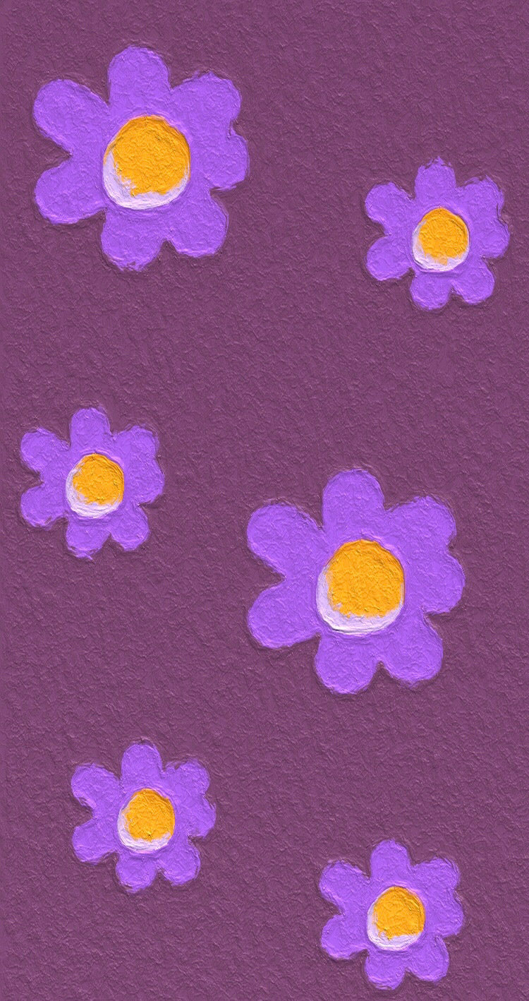 紫色花朵壁纸油画图片