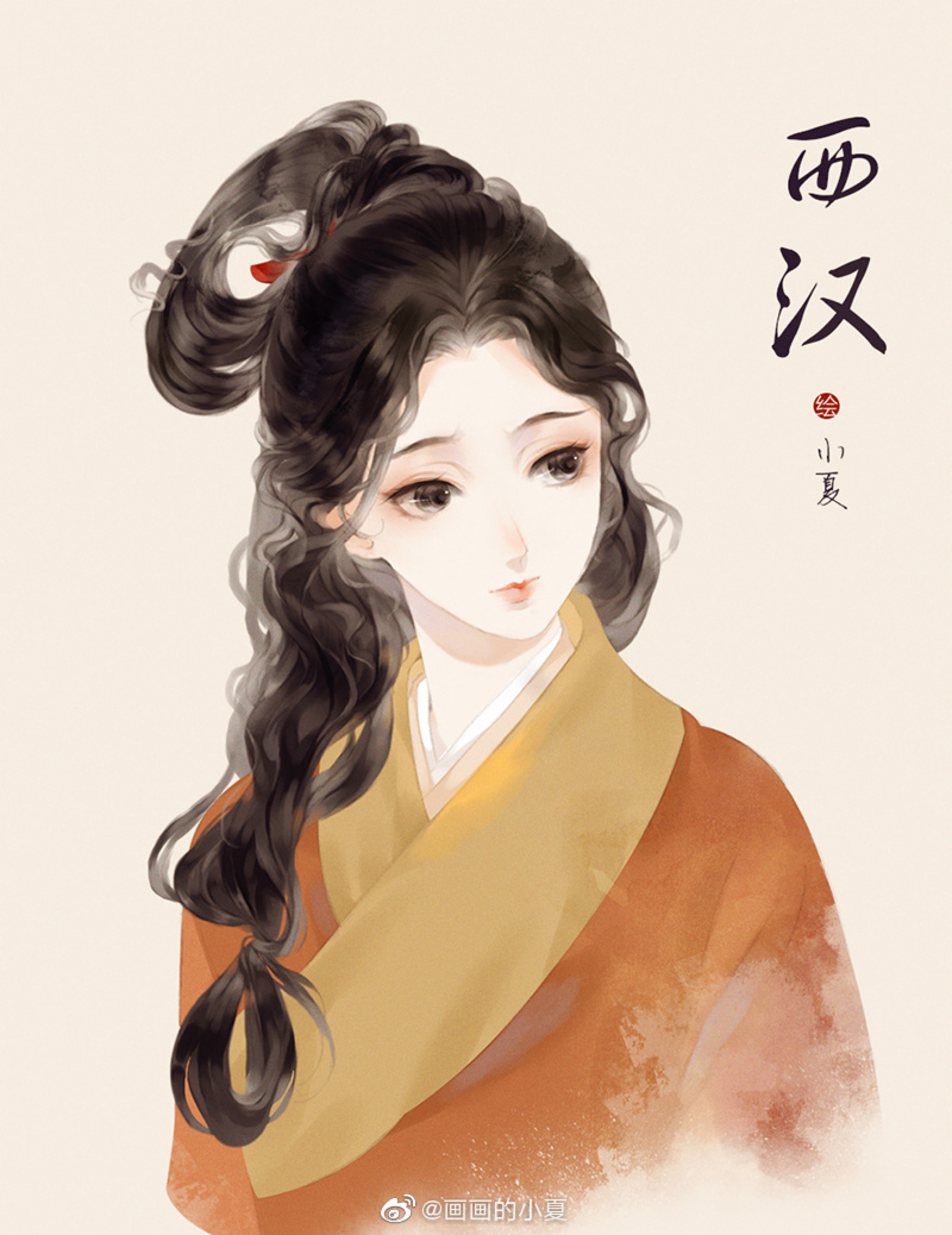 古风发型 人物插画 cr:画画的小夏