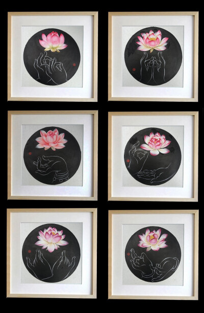 般若妙行居士工笔画作品,莲花佛手