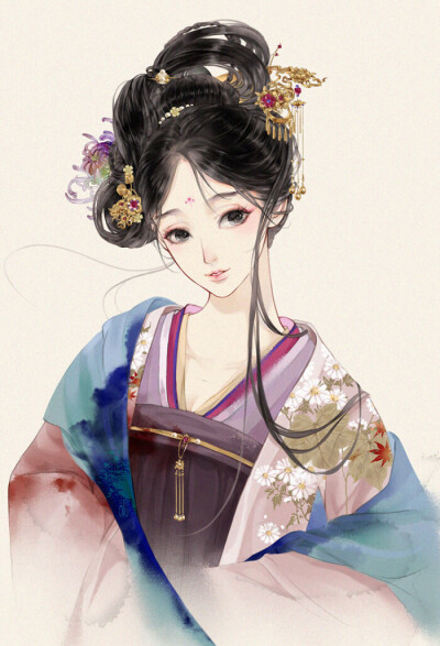 古风 美人 仕女 插画绘画 水彩